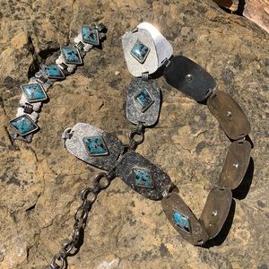 Vintage 1970s bracelet and concho belt set